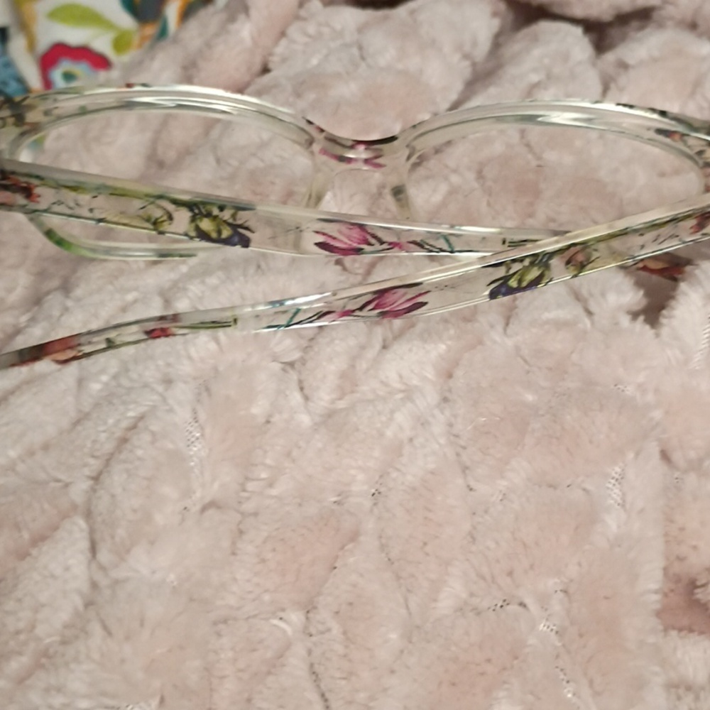 Clear Floral Pattern Eyeglasses - Translucent Pin… - image 2